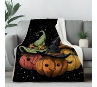 Witch Pumpkin Fleece Throw Blanket, Halloween Decor Couch Blanket 50"x60" Soft, Halloween Illustration Blankets for Bed Warm Lightweight Cozy Bedding Blanket for Winter Fall Spring Summer