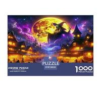 Witch Puzzle for Adults & Kids | Detailed 1000 Pieces -Halloween Town Full Moon Recycled Paper Wall Decoration And Gifts38x26cm/1000pcs
