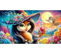 witch Puzzle Game 1000 Pieces Jigsaw Puzzles Impossible Hard Difficult Challenging for Wall Decoration and Gifts 70x50cm/1000pcs