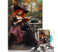 Witch Reading A Book Jigsaw Puzzles for Teenagers 1000 Jigsaws,Challenging To Complete But Fun And Humorous Unique Home Decor And Gifts (38x26cm)