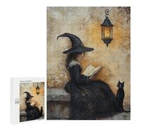 Witch Reading Book with Black Cat-1 Puzzle 1000 Teile Schwer Puzzle Spielzeug Lernspiel Impossible Herausforderungsspielzeug Für Erwachsene Kinder 500 PCS