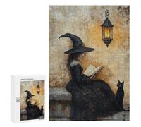 Witch Reading Book with Black Cat-1 Puzzle 1000 Teile Schwer Puzzle Spielzeug Lernspiel Impossible Herausforderungsspielzeug Für Erwachsene Kinder 300 PCS