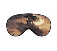 Witch Riding A Broom Sleep Mask Light Blocking Eye Cover Polyester Eye Mask with Elastic Strap Blindfold for Side Sleeper Sleeping Masks Face Hugging for Women Men Travel
