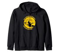 Witch Riding Broom On A Dark Desert Highway Halloween Moon 2 Zip Hoodie