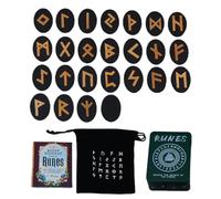Witch Rune Set - Mythology Symbol Stones, Pagan Crystals | 25 Piece Divination Kit with Guide Manual and Storage Bag, Spiritual Altar Decor