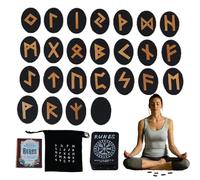 Witch Rune Set, Runes Vikingas | Meditation Runes with Manual and Storage Bag, 25-Piece Runes, Equestrian Game Mythology for Meditation, Spiritual, Our Set of Wooden Stripes is Hand Carved with Intr