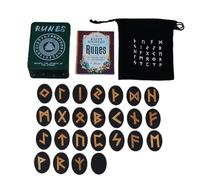Witch Runes Set - 25-Piece Meditation & Divination Rune Set With Guide Booklet And Storage Bag | Norse Mythology Altar Runes For Mysticism, Spiritual Practice, Home Decor