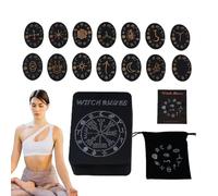 Witch Runes Set With Guide - Nordic-Inspired Wooden Casting Pieces, Esoteric Fortune System | Sacred Tile Collection With Ancestral Study Atmosphere Po