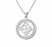 Witch’s Knot Necklace Witchcraft Pendant Celtic Irish Knot Pagan Wiccan Symbol Charm Good Luck Protection Vintage Jewellery with Gift Box (Silver)