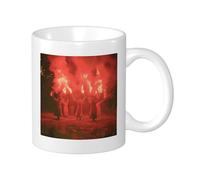 Witch Set Of 1 Printing Mug Fire Witches Dance Night Sky Artistic Beautiful Spooky red black Ceramic Tea Steeping Light Weight Pantry Apaartment Bedroom Office Flat Bottom Coffee Mug 11 Ounce