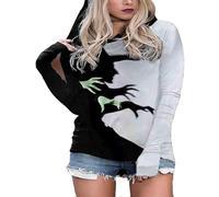 Witch Shirt Long Sleeve Witchs Shadow Shirt Casual Top for Women (White XXXL)