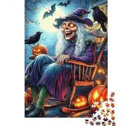 Witch Skeleton Pumpkin 1000 Piece Jigsaw Puzzle For Adults Educational Games Stress Relief Puzzle Exercise The Memory of The Brain for Adults And Kids, Age 12 Years Up 500pcs (52x38cm)