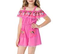 Witch Skirt Carnival Girls Off Shoulder Mexican Folk Costume Jumpsuit Rose Day Of The Dead Cosplay Outfit Elegant Fancy Dress Party Wear(11-12 Years)