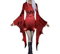 Witch Skirt Carnival Women Talon Costume Bodysuit Red Printed Jumpsuit Sith Cosplay Halloween Carnival Outfit(Watermelon Red,L)
