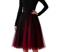 Witch Skirt, Red, Tulle Skirt, Women's Short High Waisted Gothic Peacock Costume, Comfortable Elastic Peacock Costume, A-Line Funny Tiered Balloon Skirt, Halloween Costumes for Everyday Use or Holiday