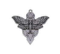 Witch Skull Moth Crescent Charms For Scrapbook Ornaments, 49x48mm, Antique Silver Color, 5 Pieces