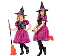 Witch & Spider Lady & Voodoo & Dark Religion Costumes | Pink Witch Star Of Witch Pan | Girl | Size 128 | Halloween | Dress Up Clothes