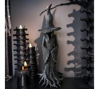 Witch Statue Resin Crafted Desktop Ornament Home Decoration Magician Mysterious Curse Theme Statues Figurine Halloween Festival Decoration (20cm)