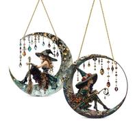 Witch Suncatcher Window Hanging 2 Pack Acrylic Gothic Decor | Stained glass effect, Halloween ornament, mystical witchy gifts, witch sun catcher for windows hanging