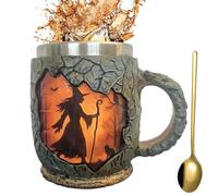 Witch Theme - 380ml New Fire Pattern Mugs, 3D Tree Bark Texture Ergonomic Handle Cup for Friends Colleague Teacher Christmas Adults | Thematic Drinks for Hall