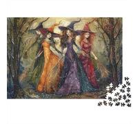 Witch Trio Walking 1000 Piece Sturdy Cardboard Jigsaw Puzzle Set Senior Enthusiasts Concentration Training Wall Decoration 70x50cm/1000pcs