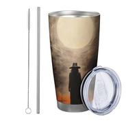 Witch tumbler Pack Of 1 Moon Light Magic Abstract Artistic Plant Candles Retro gray orange Powder Coated Hot And Cold No Spill School college nursery Outdoor With Lid drinking cup 20 Ounce