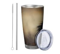 Witch tumbler Pack Of 1 Spooky Atmosphere Foggy Plant Aesthetic Artistic Vintage gray Metal Stainless Reusable No Spill Shatterproof Yard Outdoor Picnic gym Travel with straw Cold Drinks 20 Ounce