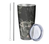 Witch tumbler Pack Of 1 Witches Dance Forest Vintage Middle Ages Tree Artistic black white Powder Coated Insulated Can Cooler Shatterproof School college nursery With Lid drinking cup 20 Ounce