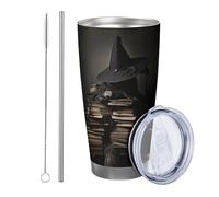 Witch tumbler Set Of 1 Vintage Gothic Spooky Plant Glass Bottle Candle Magic Hat Book black Stainless Insulated Can Cooler Shatterproof Travel Pool Outdoor With Lid drinking cup 20 Ounce