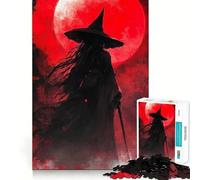 Witch Under The Red Moon 1000 Piece Jigsaws for Adults Brain Training Fun Clean Cut Sturdy Components Calming Mental Break Activity (50x75cm)
