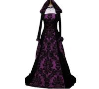 Witch Vampires Dress Women Hooded Gothics, Purple bottom flower S