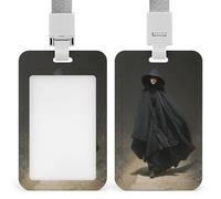 Witch Walking Old Country Road Dark Fantasy ID Badge Holder Retractable Clip Card Holder Card Protector Name Badge Name Tag for Work Office Doctor Nurse