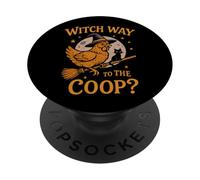 Witch Way To The Coop Funny Halloween Chicken PopSockets Adhesive PopGrip