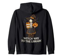 Witch Way To The Library Halloween Librarian Books Reader Zip Hoodie