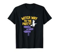 Witch Way to The Party Halloween Signpost Design T-Shirt