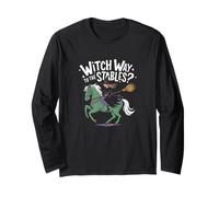 Witch Way to The Stables Funny Halloween Horse Rider Design Long Sleeve T-Shirt
