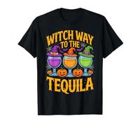 Witch Way to The Tequila Funny Halloween Cocktail Humor T-Shirt
