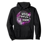 Witch Way to The Wine Drinking Witches Lover Moon Halloween Pullover Hoodie