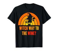 Witch Way To The Wine Funny Halloween Sayings Ladies Women T-Shirt