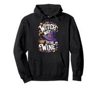Witch Way To The Wine Halloween Drinking Wiccan Witches Pullover Hoodie