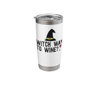 Witch Way to Wine? Funny Halloween Drinking Meme Stainless Steel Insulated Tumbler