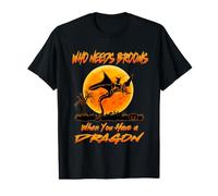 Witch Who Needs Brooms When You Have A Dragon Halloween Value Graphic T-Shirt