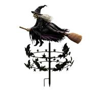 Witch Wind Spinners for Garden Decorations Outdoor Metal Halloween Bat Rotatable Yard Art Stake Enchanted Halloween Decorations Outdoor for Garden Patio Pathway FallDecorations，120cm