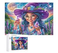 Witch with Crystal Wand And Moonlit Forest 1000 Piece Jigsaw Puzzle for Teens 14+ After-school Activity Logic Skill Development Gift for Learning 1000 PCS