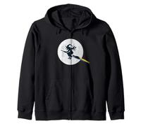Witch with Full Moon and Rainbow Gay Lesbian LGBT Halloween Zip Hoodie