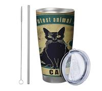 Witch with lid tumbler Set Of 1 Abstract Cat Cute Flower Plant Vintage Tin Poster Funny Word teal yellow Insulated Metal Can Cooler No Spill School college nursery Stemless Double Wall 20 Ounce