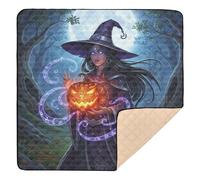 Witch with Magical Pumpkin Soft Foam Baby Play Mat for Floor Cozy Breathable Tummy Time Mat for Baby Toddler Infant, 50'' x 50''