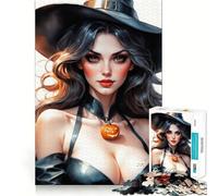 Witch with Pumpkin Charm Jigsaw Puzzle1000 Pieces Brain Boosting Play Zero Gap Cozy Indoor Entertainment for All (38x26cm)