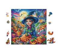 Witch with Pumpkins 100-piece Jigsaw Puzzle Bundle Family Puzzle Lovers Brain Training Mindful Activity Spring Paperboard Creativity & Gift Giving 28x28cm