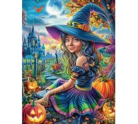 Witch with Pumpkins 500 Piece Jigsaw Puzzle for Adults Teens Mitos Animal Planta Jigsaw Post Exam Relaxation Challenging Design Great Gift for Students Stress Reliever 500 PCS